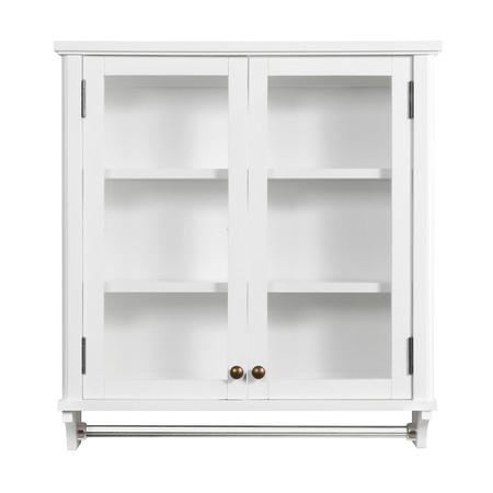 ALATERRE FURNITURE Dorset Bath 27"W x 29"H Wall Mounted Cabinet with Mirror and Towel Rod ANVA79WH